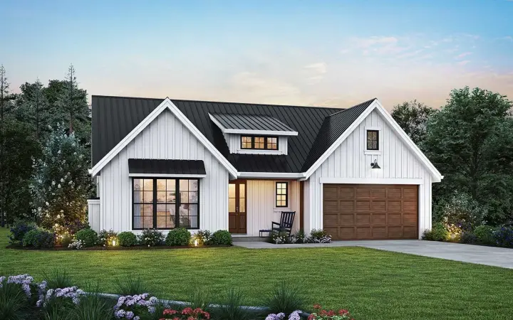 Modern Farmhouse house plans 74-953 - front exterior, 1,959 sq ft, 3 bed, 2 bath house plans | Monster House Plans