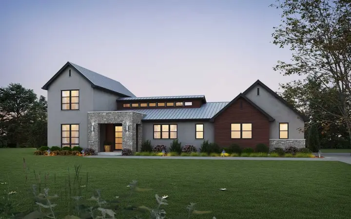 Modern house plans 74-959 - front exterior, 2,200 sq ft, 4 bed, 3 bath house plans | Monster House Plans