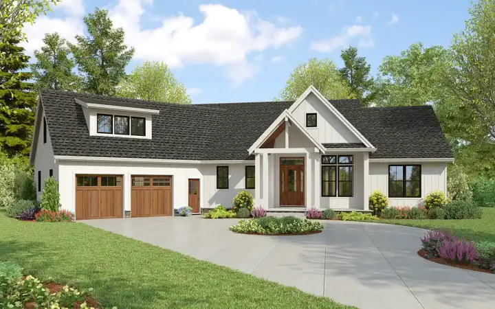 Modern Farmhouse house plans 74-964 - front exterior, 2,233 sq ft, 3 bed, 2 bath house plans | Monster House Plans