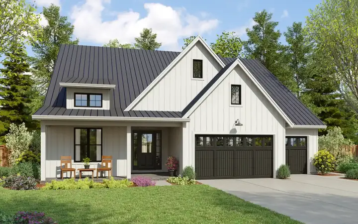 Modern Farmhouse house plans 74-965 - front exterior, 2,607 sq ft, 4 bed, 3 bath house plans | Monster House Plans