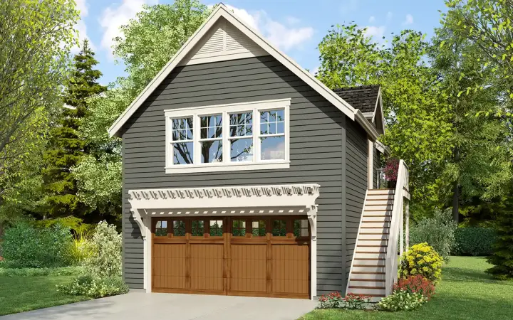 Cottage house plans 74-971 - front exterior, 576 sq ft, 1 bed, 1 bath house plans | Monster House Plans