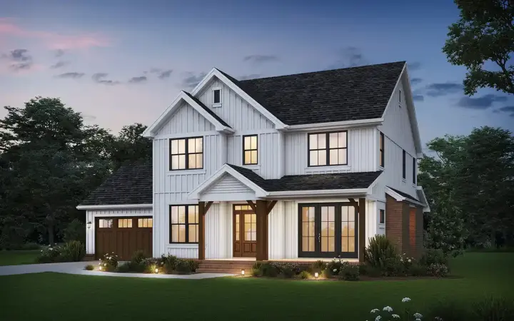 Modern Farmhouse house plans 74-985 - front exterior, 2,648 sq ft, 5 bed, 3 bath house plans | Monster House Plans
