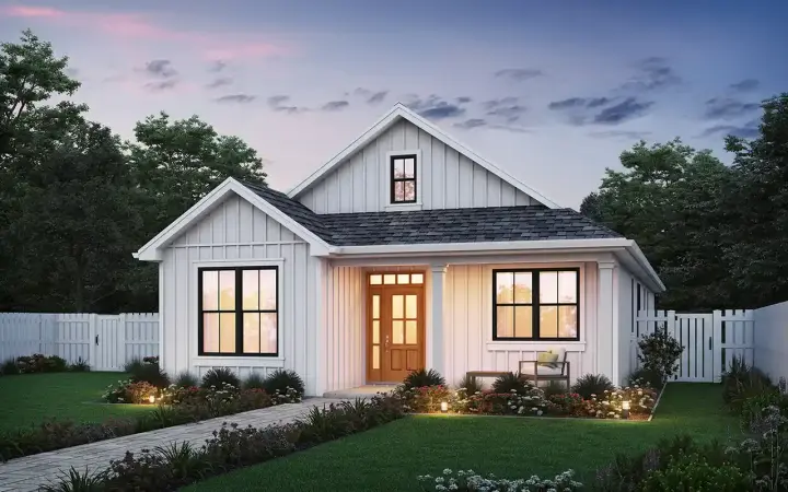 Modern Farmhouse house plans 74-989 - front exterior, 1,481 sq ft, 0 bed, 0 bath house plans | Monster House Plans