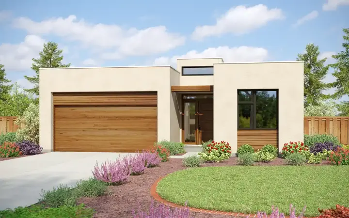 Modern house plans 74-990 - front exterior, 1,743 sq ft, 3 bed, 2 bath house plans | Monster House Plans
