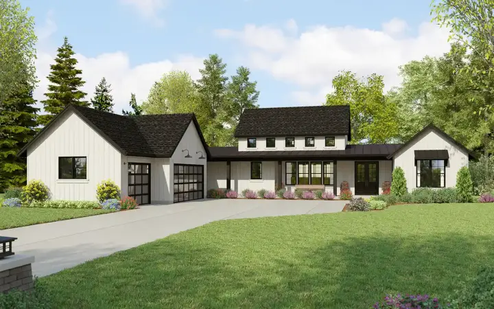 Modern Farmhouse house plans 74-992 - front exterior, 2,456 sq ft, 3 bed, 2 bath house plans | Monster House Plans