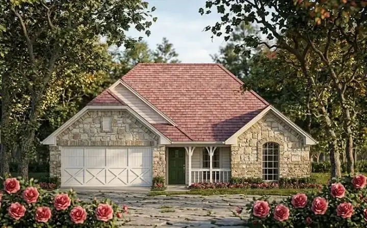 Traditional house plans 75-108 - front exterior, 1,363 sq ft, 3 bed, 2 bath house plans | Monster House Plans