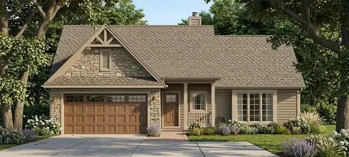 Country house plans 75-111 - front exterior, 1,177 sq ft, 3 bed, 2 bath house plans | Monster House Plans