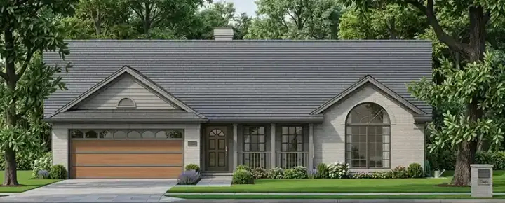 Country house plans 75-115 - front exterior, 1,201 sq ft, 3 bed, 2 bath house plans | Monster House Plans