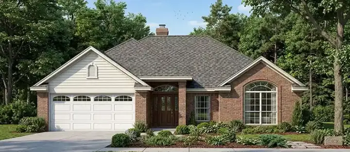 Traditional house plans 75-116 - front exterior, 1,208 sq ft, 3 bed, 2 bath house plans | Monster House Plans