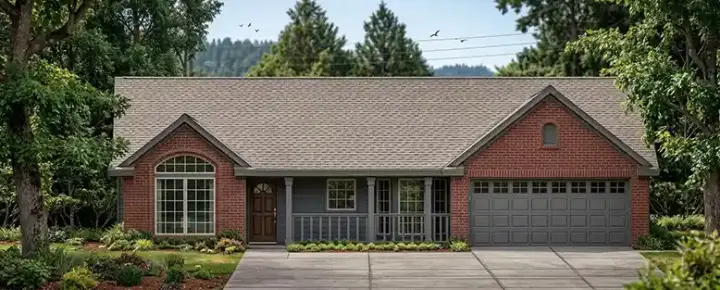 Country house plans 75-121 - front exterior, 1,271 sq ft, 3 bed, 2 bath house plans | Monster House Plans
