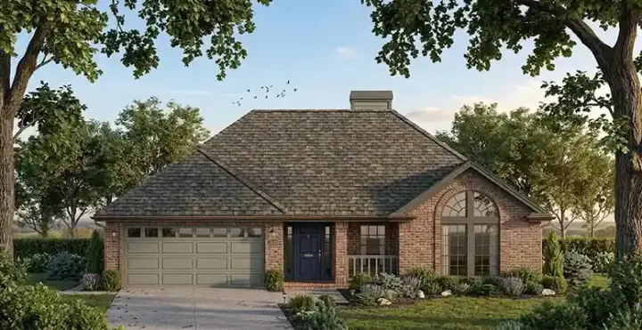 Traditional house plans 75-123 - front exterior, 1,278 sq ft, 3 bed, 2 bath house plans | Monster House Plans