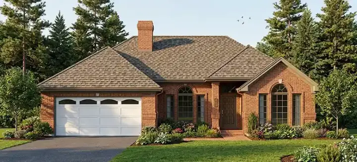 Traditional house plans 75-125 - front exterior, 1,283 sq ft, 3 bed, 2 bath house plans | Monster House Plans