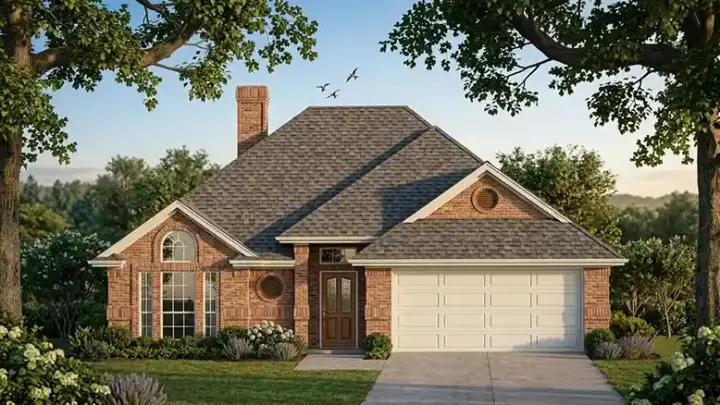 Traditional house plans 75-131 - front exterior, 1,294 sq ft, 3 bed, 2 bath house plans | Monster House Plans