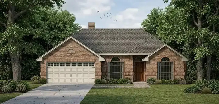 Traditional house plans 75-133 - front exterior, 1,295 sq ft, 3 bed, 2 bath house plans | Monster House Plans