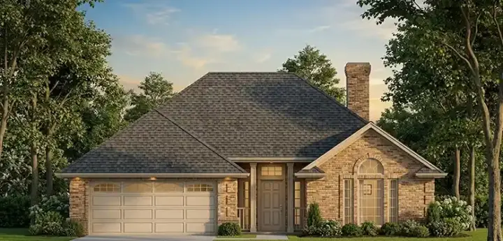 Traditional house plans 75-134 - front exterior, 1,296 sq ft, 3 bed, 2 bath house plans | Monster House Plans