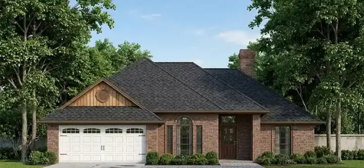 Traditional house plans 75-140 - front exterior, 1,306 sq ft, 3 bed, 2 bath house plans | Monster House Plans