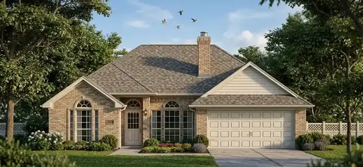 Traditional house plans 75-141 - front exterior, 1,308 sq ft, 3 bed, 2 bath house plans | Monster House Plans