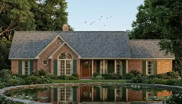 Country house plans 75-142 - front exterior, 1,309 sq ft, 3 bed, 2 bath house plans | Monster House Plans