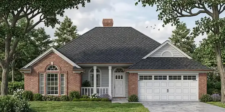 Traditional house plans 75-145 - front exterior, 1,315 sq ft, 3 bed, 2 bath house plans | Monster House Plans