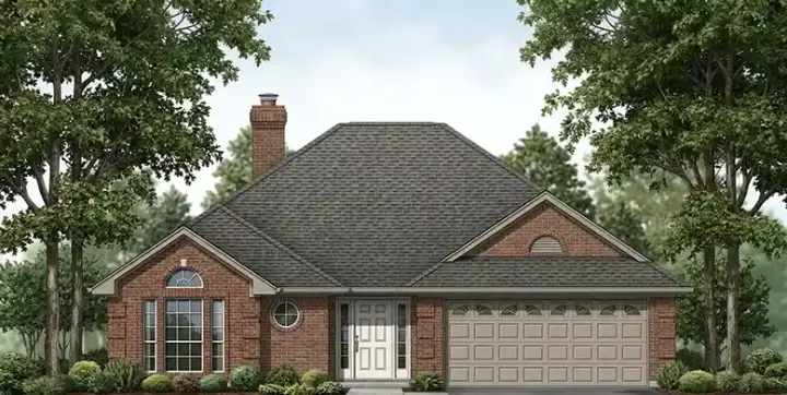 Traditional house plans 75-154 - front exterior, 1,357 sq ft, 3 bed, 2 bath house plans | Monster House Plans