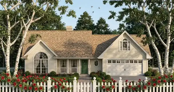 Country house plans 75-155 - front exterior, 1,360 sq ft, 3 bed, 2 bath house plans | Monster House Plans