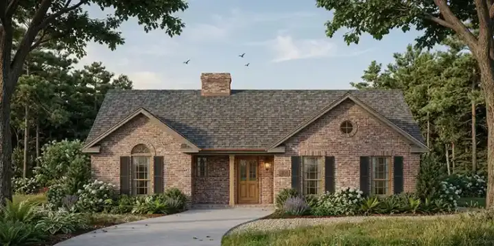 Traditional house plans 75-156 - front exterior, 1,366 sq ft, 3 bed, 2 bath house plans | Monster House Plans