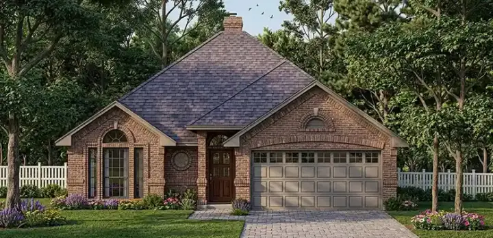 Traditional house plans 75-160 - front exterior, 1,374 sq ft, 3 bed, 2 bath house plans | Monster House Plans