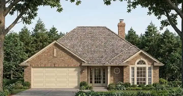 Traditional house plans 75-161 - front exterior, 1,377 sq ft, 3 bed, 2 bath house plans | Monster House Plans