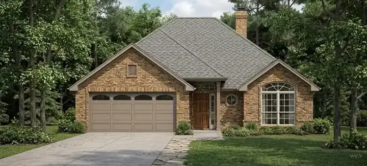 Traditional house plans 75-163 - front exterior, 1,396 sq ft, 3 bed, 2 bath house plans | Monster House Plans
