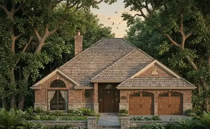 Traditional house plans 75-166 - front exterior, 1,404 sq ft, 3 bed, 2 bath house plans | Monster House Plans