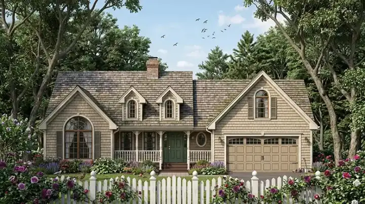 Country house plans 75-169 - front exterior, 1,413 sq ft, 3 bed, 2 bath house plans | Monster House Plans