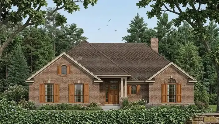 Traditional house plans 75-170 - front exterior, 1,417 sq ft, 3 bed, 2 bath house plans | Monster House Plans