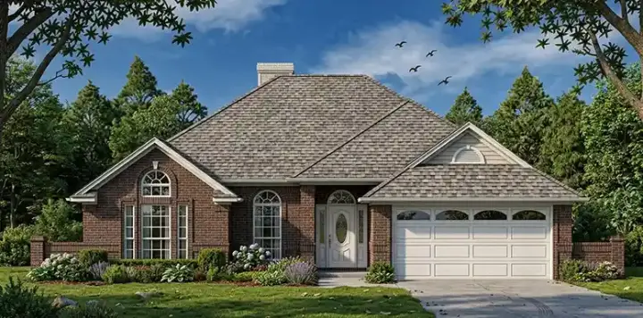 Traditional house plans 75-172 - front exterior, 1,427 sq ft, 3 bed, 2 bath house plans | Monster House Plans