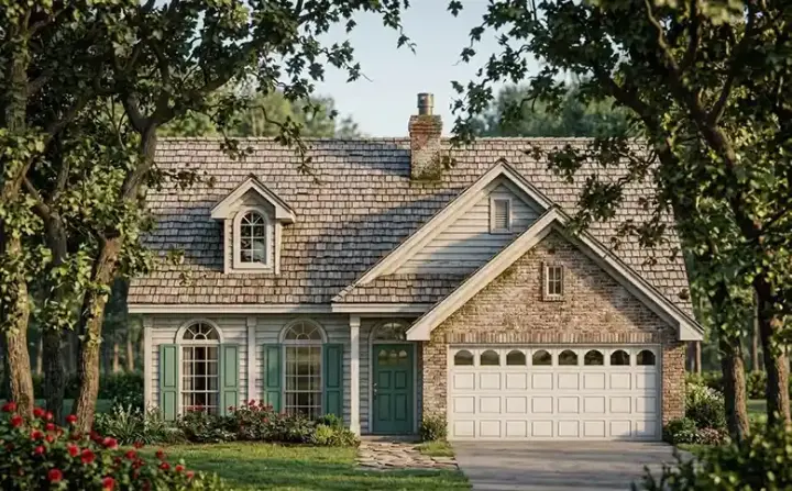 Country house plans 75-175 - front exterior, 1,434 sq ft, 3 bed, 2 bath house plans | Monster House Plans