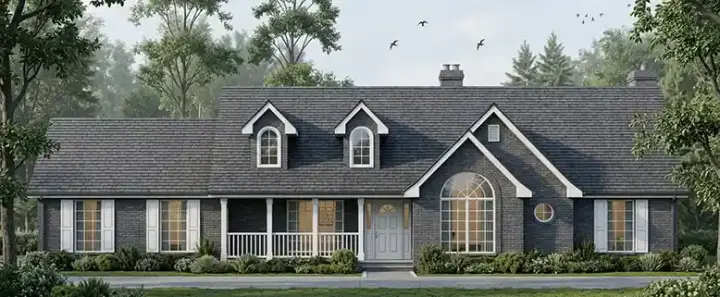 Country house plans 75-181 - front exterior, 1,461 sq ft, 3 bed, 2 bath house plans | Monster House Plans