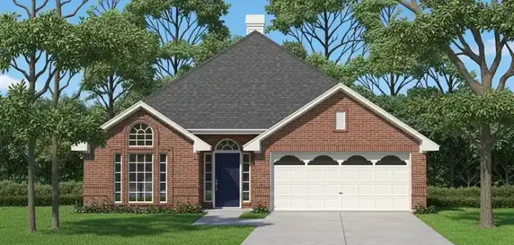 Traditional house plans 75-182 - front exterior, 1,465 sq ft, 3 bed, 2 bath house plans | Monster House Plans