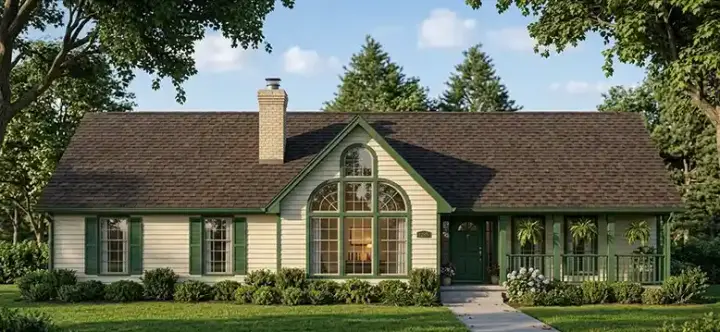 Country house plans 75-183 - front exterior, 1,470 sq ft, 3 bed, 2 bath house plans | Monster House Plans