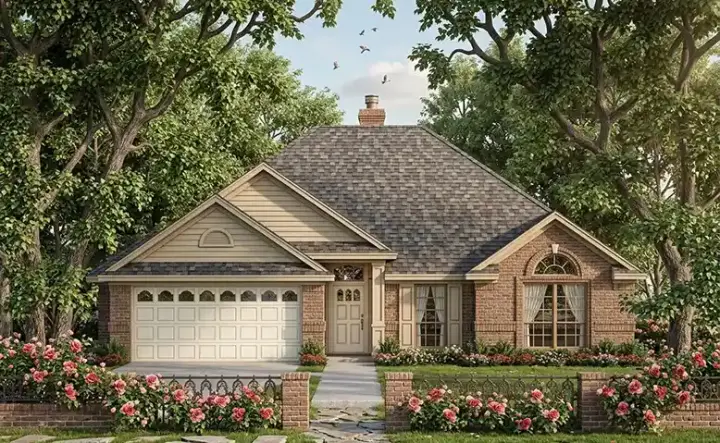 Traditional house plans 75-184 - front exterior, 1,476 sq ft, 3 bed, 2 bath house plans | Monster House Plans
