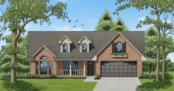 Country house plans 75-186 - front exterior, 1,478 sq ft, 3 bed, 2 bath house plans | Monster House Plans