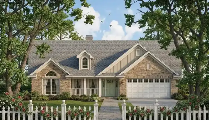 Country house plans 75-189 - front exterior, 1,484 sq ft, 3 bed, 2 bath house plans | Monster House Plans