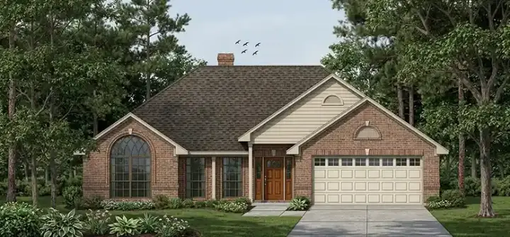 Country house plans 75-193 - front exterior, 1,489 sq ft, 3 bed, 2 bath house plans | Monster House Plans