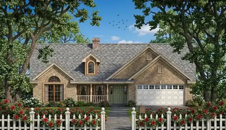 Country house plans 75-194 - front exterior, 1,489 sq ft, 3 bed, 2 bath house plans | Monster House Plans