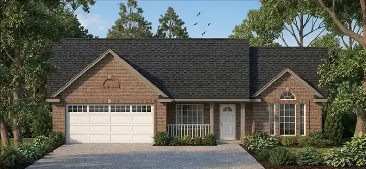 Country house plans 75-195 - front exterior, 1,492 sq ft, 3 bed, 2 bath house plans | Monster House Plans