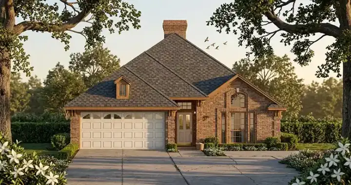 Traditional house plans 75-200 - front exterior, 1,504 sq ft, 4 bed, 2 bath house plans | Monster House Plans