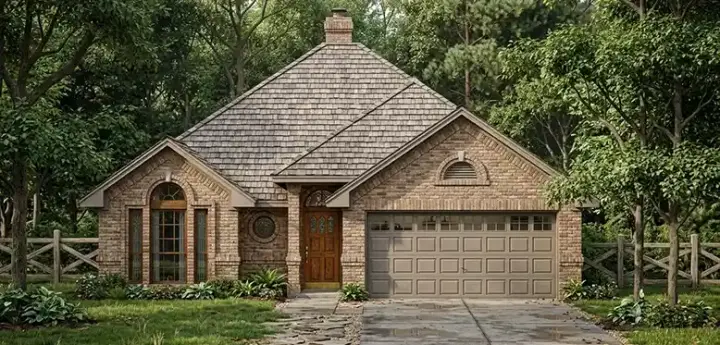 Traditional house plans 75-202 - front exterior, 1,504 sq ft, 3 bed, 2 bath house plans | Monster House Plans