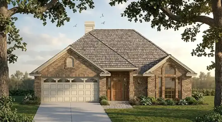Traditional house plans 75-204 - front exterior, 1,509 sq ft, 3 bed, 2 bath house plans | Monster House Plans