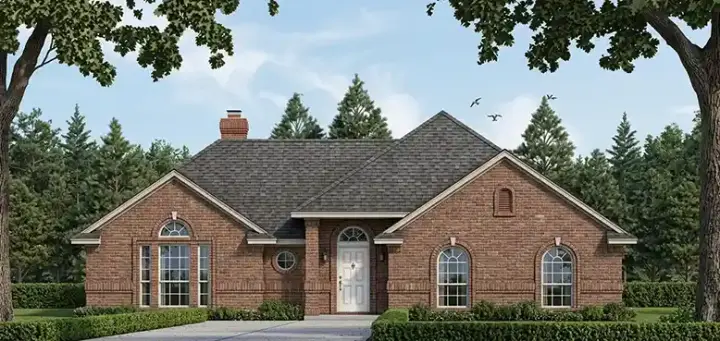 Traditional house plans 75-205 - front exterior, 1,521 sq ft, 3 bed, 2 bath house plans | Monster House Plans