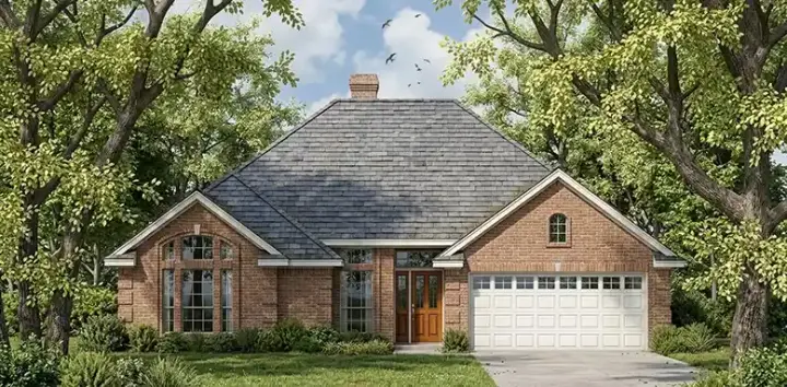 Traditional house plans 75-206 - front exterior, 1,524 sq ft, 3 bed, 2 bath house plans | Monster House Plans