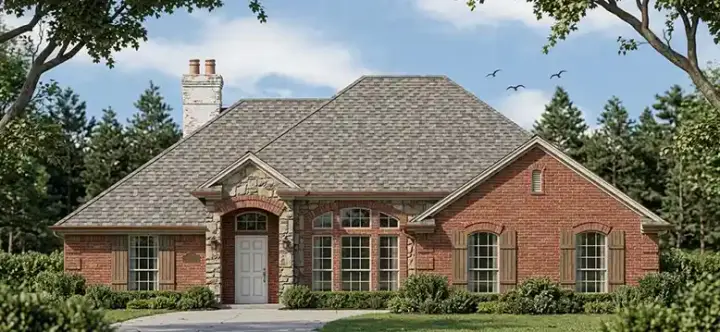 French Country house plans 75-213 - front exterior, 1,550 sq ft, 3 bed, 2 bath house plans | Monster House Plans