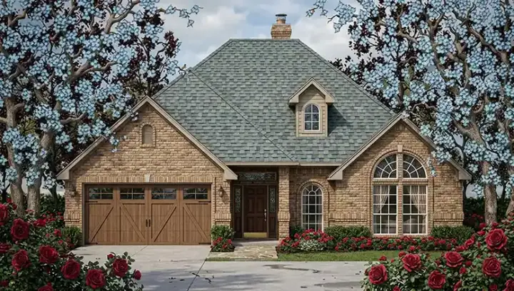 Traditional house plans 75-215 - front exterior, 1,551 sq ft, 3 bed, 2 bath house plans | Monster House Plans